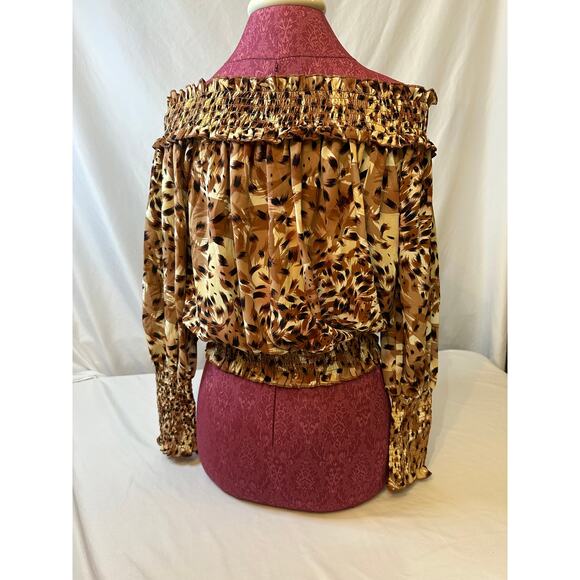 Patrizia Luca Milano Mixed Animal Print Off-Shoulder Mid-Crop Top Large - Picture 2 of 7